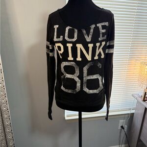 ⭐️Y2K‎ PINK Victoria's Secret Black Long Sleeve Sweatshirt